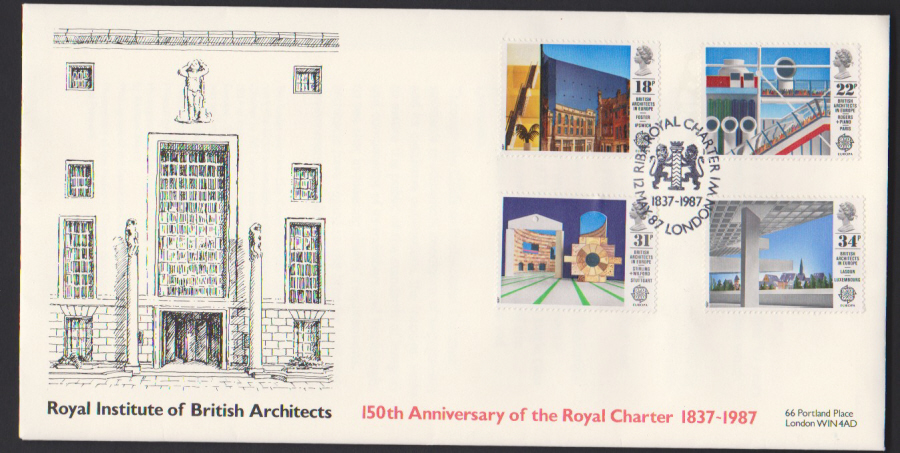 1987- Covercraft British Architects First Day Cover London W1 Postmark