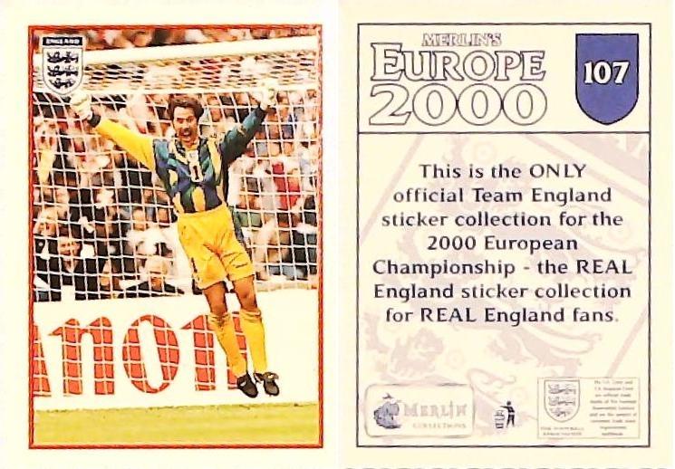 Merlin Europe 2000 Football Stickers Group A 2000 Sticker No 107: David Seaman - England Merlin Europe 2000 Football Stickers Group A 2000 Sticker No 107: David Seaman - England